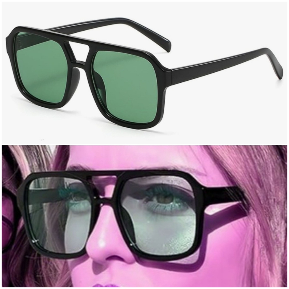 NWT Karsaer 70s Inspired Aviator Sunglasses. GREEN LENS